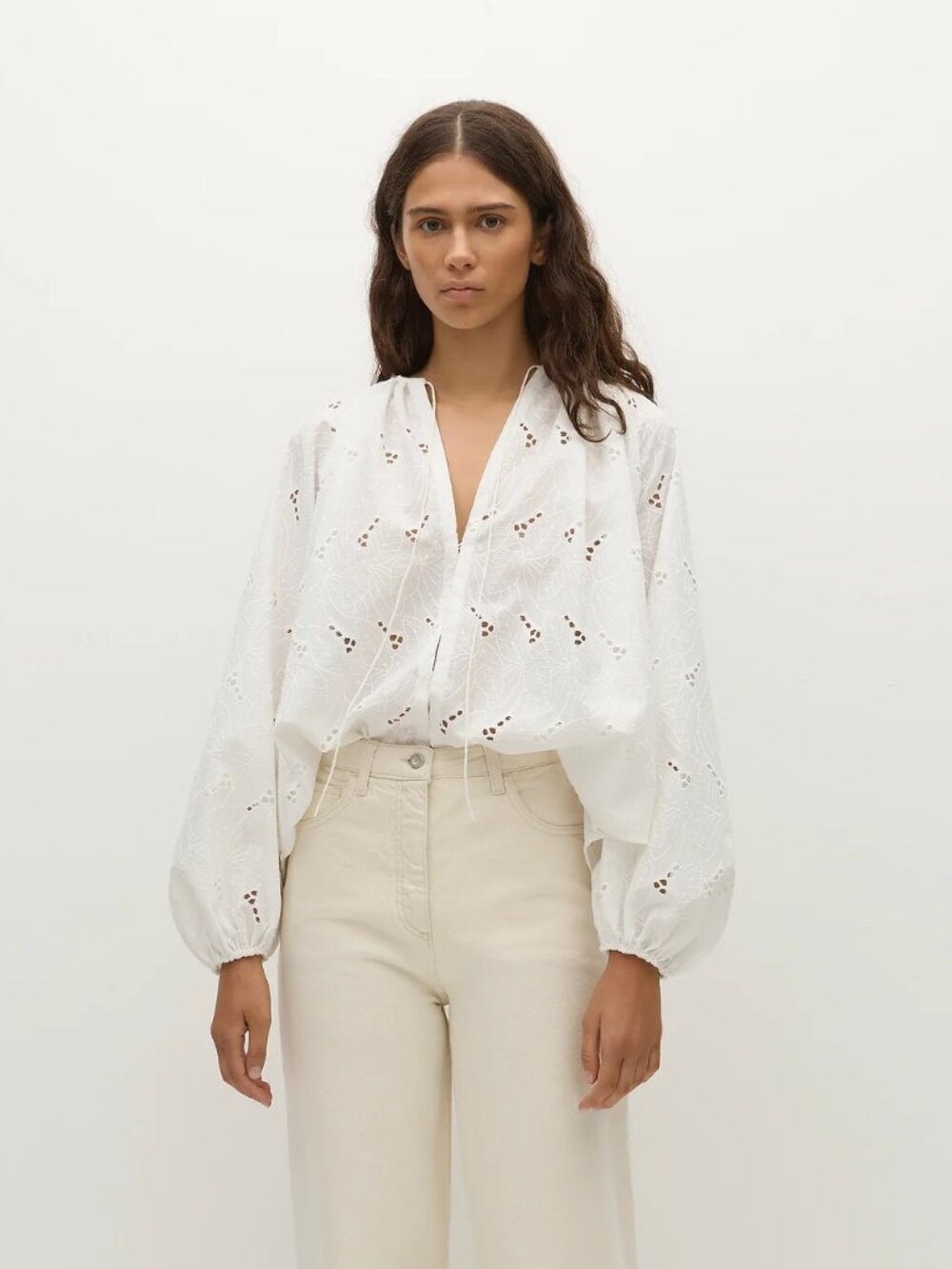 Faithfull the Brand Thora Blouse Birgitta Broderie Anglaise White